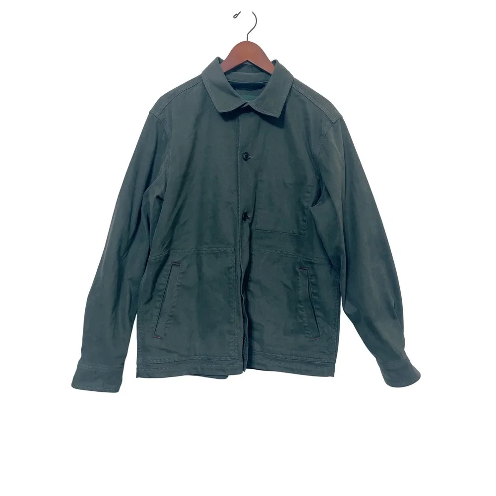 Orvis Mens Shirt Jacket Size M Green Button Front Utility Chore Coat Casual